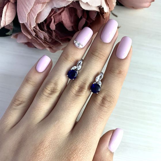 Срібні сережки із сапфіром nano 2.717ct