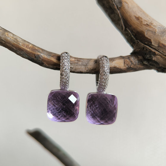 Silver earrings with Phianites