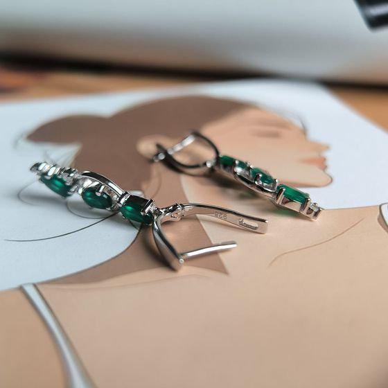 Срібні сережки з агатом 2.76ct