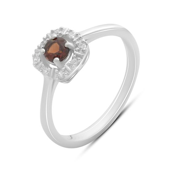 Срібна каблучка з гранатом 0.408ct, фіанітами