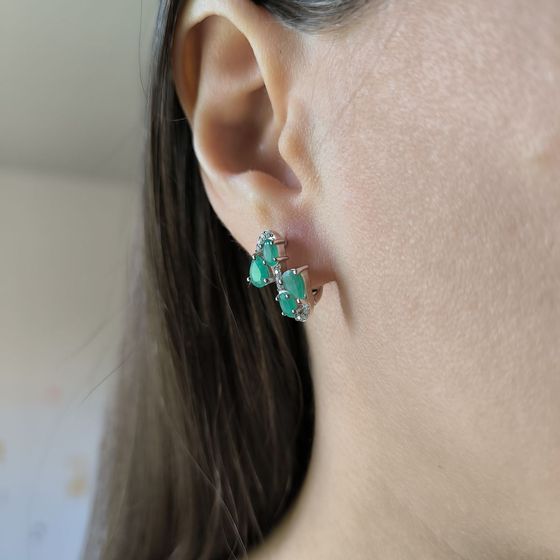 Срібні сережки зі смарагдом 2.622ct
