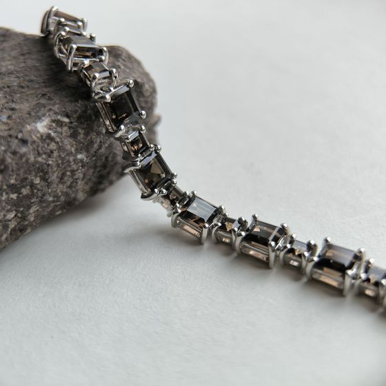Серебряный браслет с раухтопазом (дымчатым кварцем)