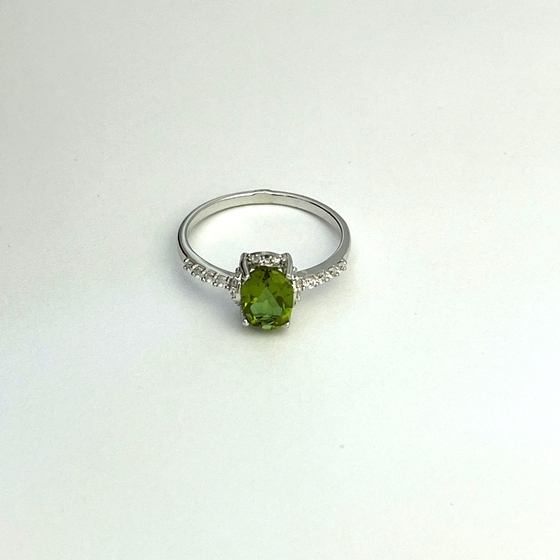 Silver ring with sultanite and cubic zirconia