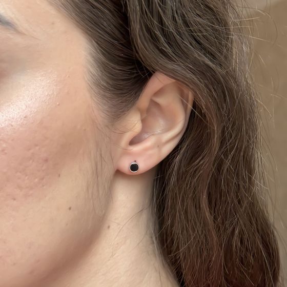 Срібні сережки з оніксом