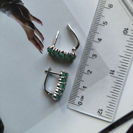 Срібні сережки зі смарагдом 3.628ct