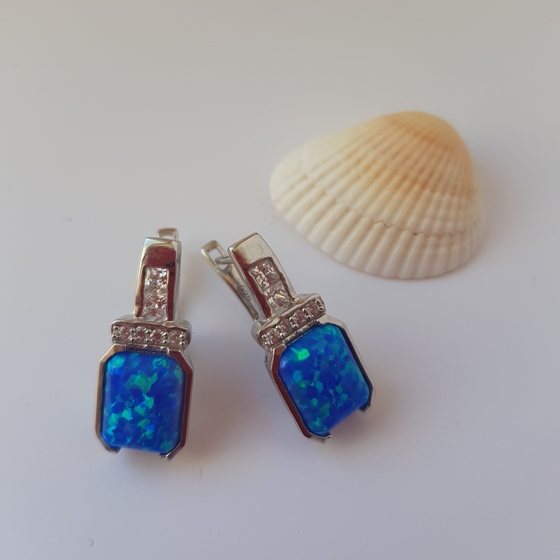 Срібні сережки з опалом