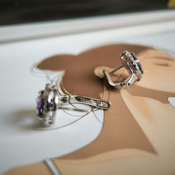 Silver earrings with amethyst 4.166ct