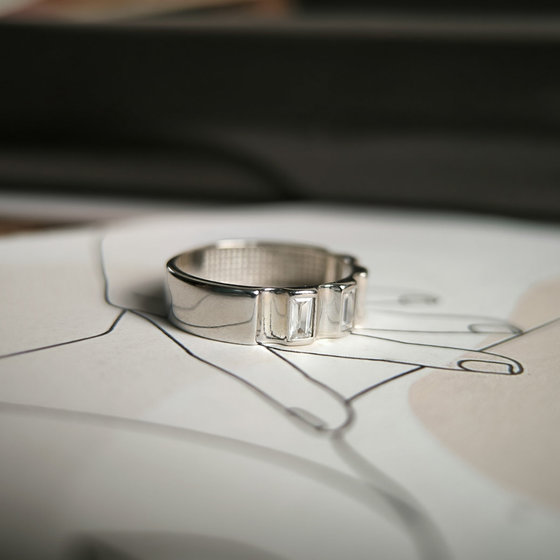 Silver ring with cubic zirconia