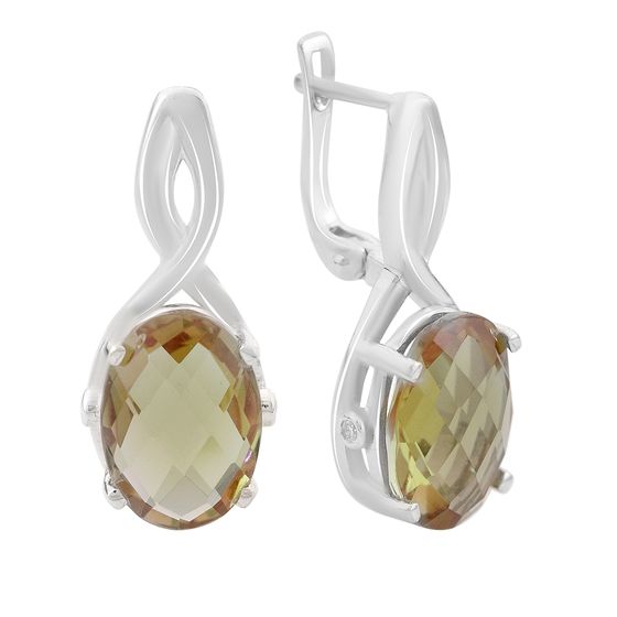 Срібні сережки з султанітом 3.838ct, фіанітами