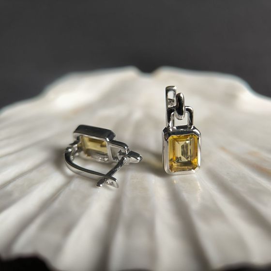 Срібні сережки з цитрином nano 2.333ct