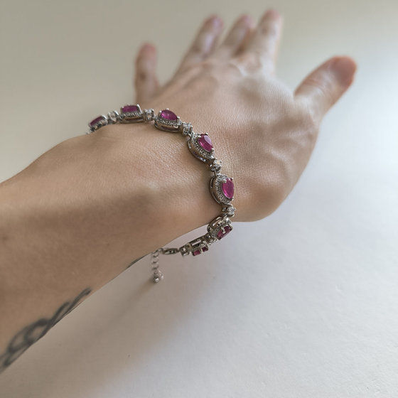 Срібний браслет з рубіном 9,74 карата