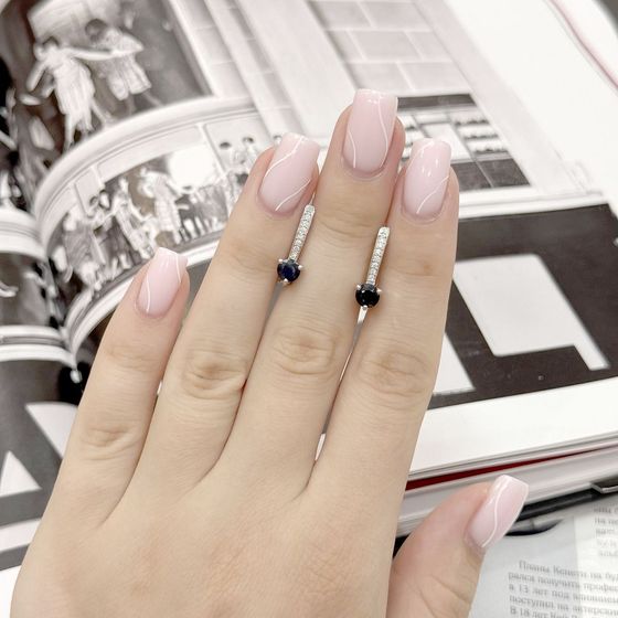 Срібні сережки з сапфіром 1.711ct, фіанітами