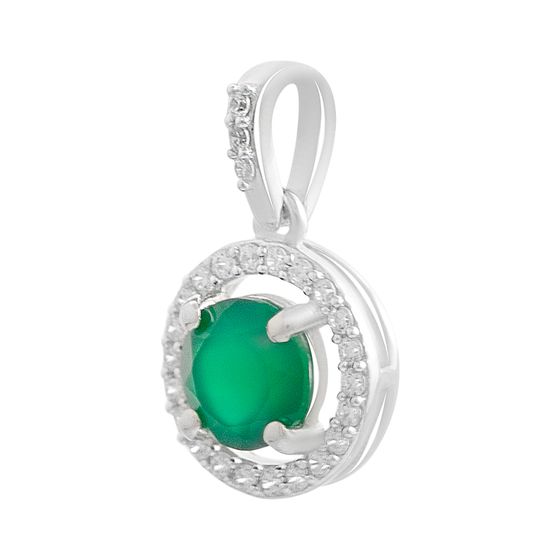 Срібна підвіска з агатом 1.017ct, фіанітами
