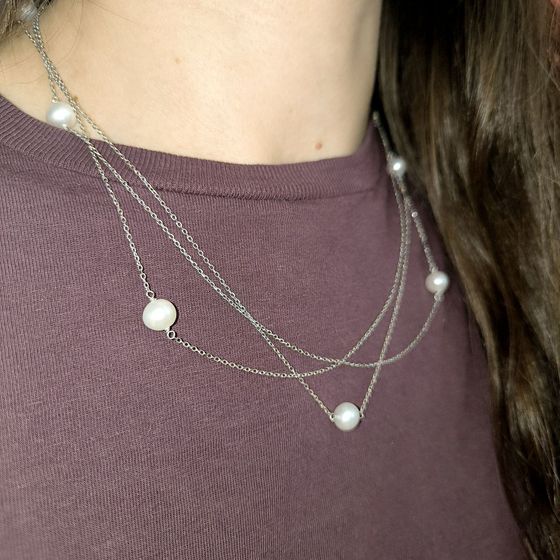 Срібне кольє з перлами бароковими