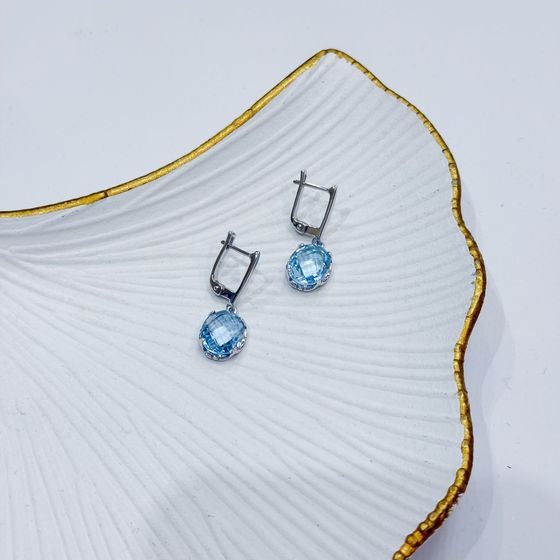 Срібні сережки з топазом 10,883 карата