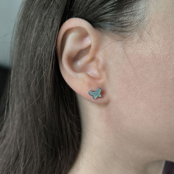 Срібні сережки з перламутром