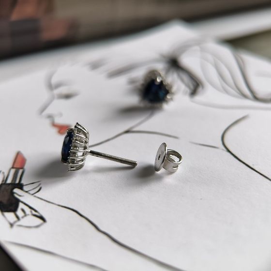 Срібні сережки з сапфіром nano 1.698ct