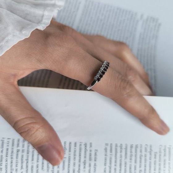 Silver ring with garnet