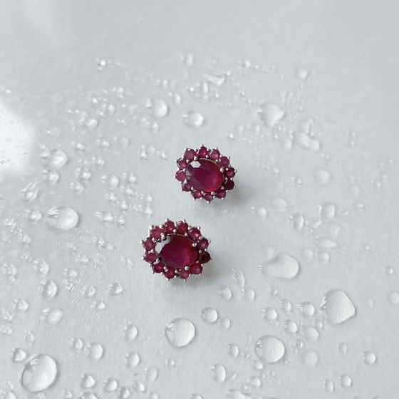 Срібні сережки з рубіном 5,388 карата