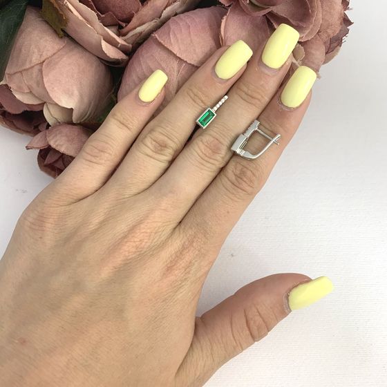 Срібні сережки зі смарагдом nano 0,795 карата