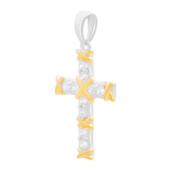 Silver cross with cubic zirconia