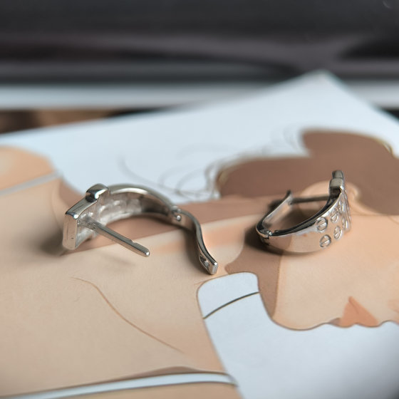 Silver earrings without stones