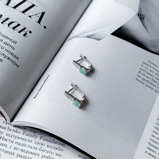 Срібні сережки зі смарагдом 0.538ct