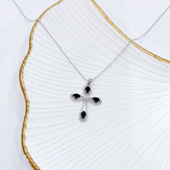 Срібне кольє з сапфіром 1.152ct