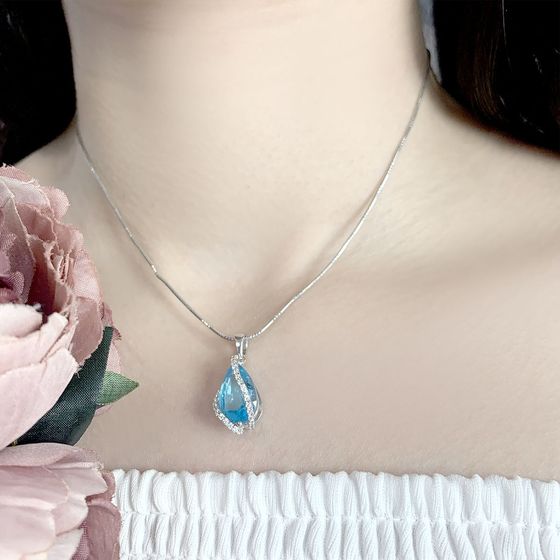 Серебряная подвеска с аквамарином nano