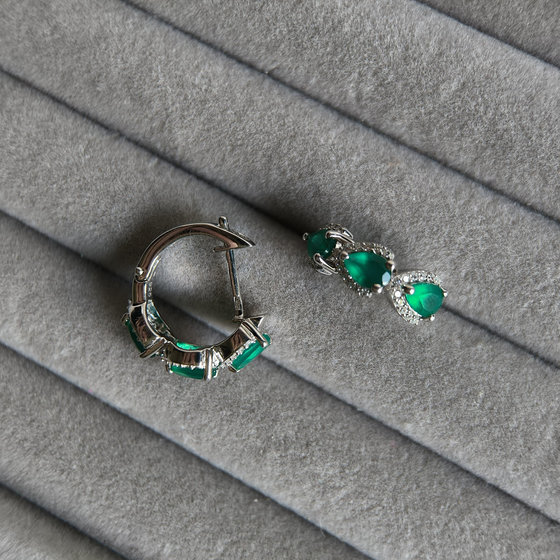 Серебряные серьги с агатом 3.001ct