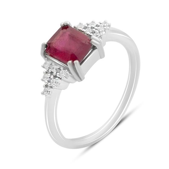 Срібна каблучка з рубіном 2.511ct, фіанітами