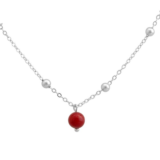 Silver necklace with coral