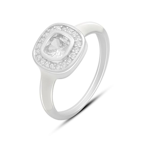 Срібна каблучка з емаллю, фіанітами