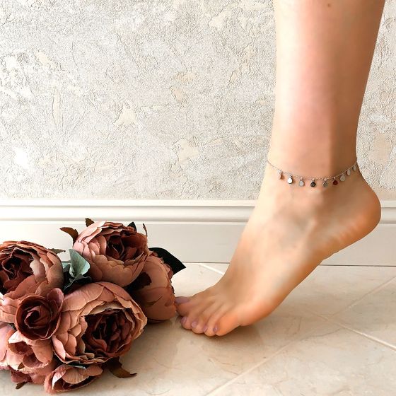 Срібний браслет на ногу без каменів