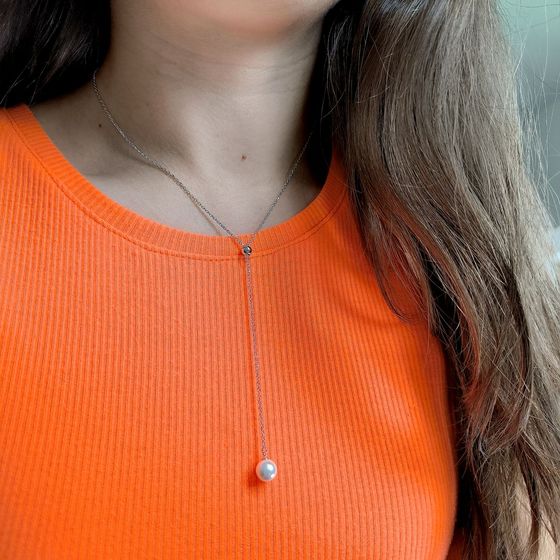 Срібне кольє з перлами