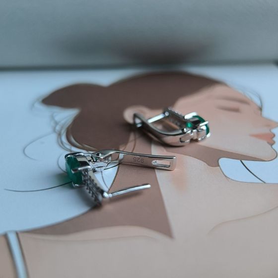 Срібні сережки з агатом 1.617ct