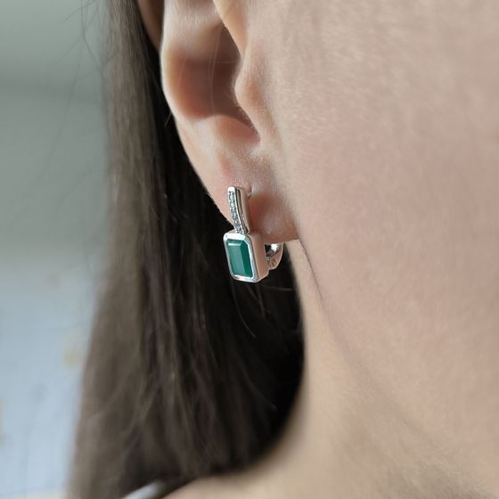 Серебряные серьги с агатом 1.902ct