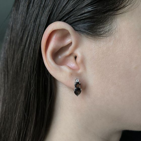 Серебряные серьги с раухтопазом (дымчатым кварцем) 2.841ct, фианитами