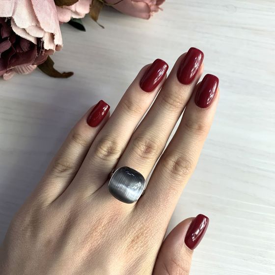 Silver cat's eye ring