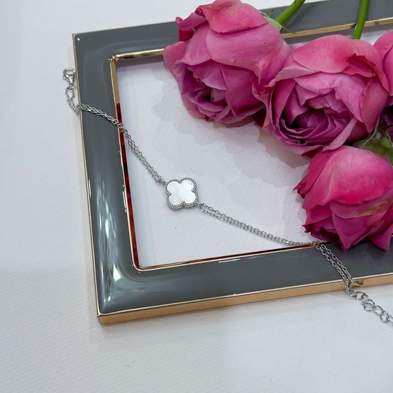 Silver bracelet with onyx, mother of pearl