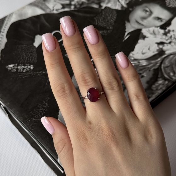 Silver ring with ruby