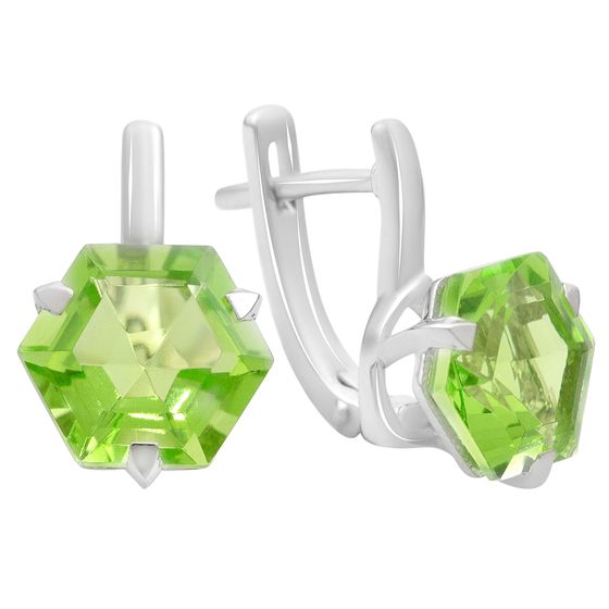 Серебряные серьги с хризолітом 7.172ct