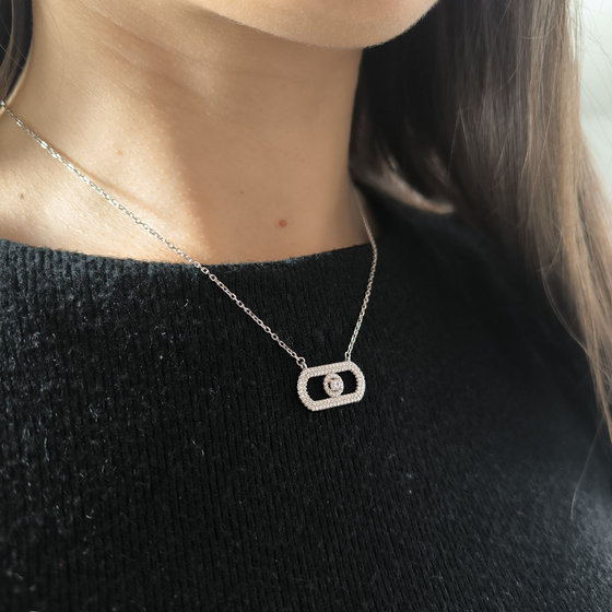 Silver necklace with cubic zirconia