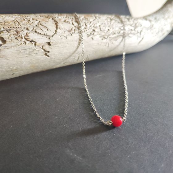 Silver necklace with coral