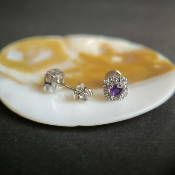 Срібні сережки з аметистом 0.732ct