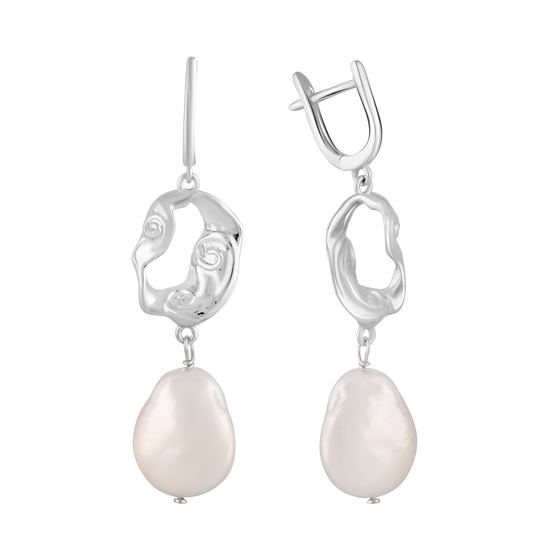 Silver earrings with baroque pearls