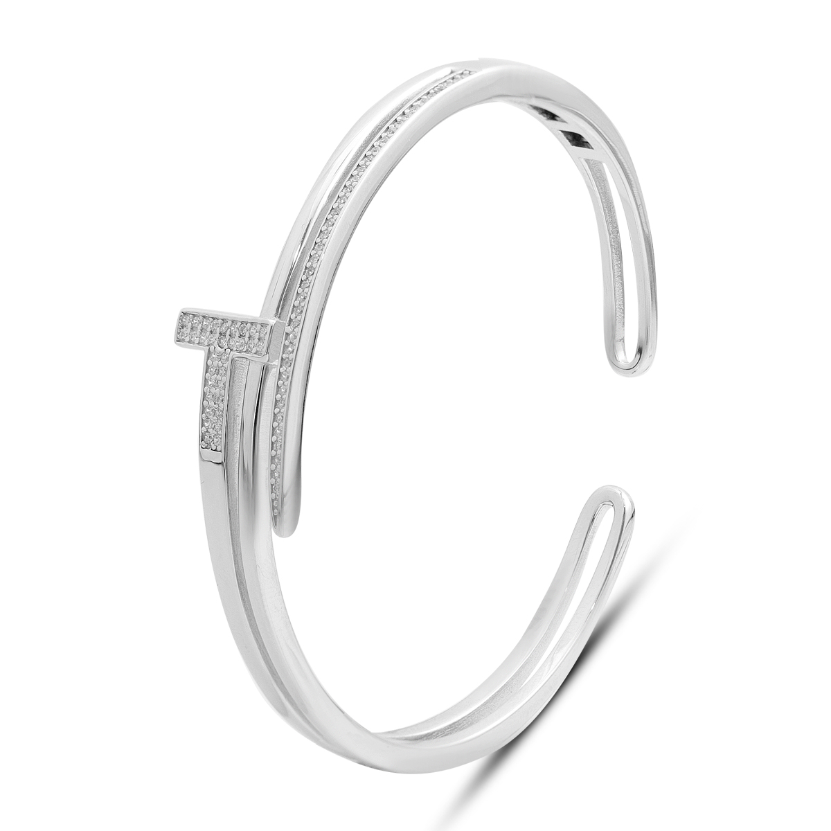 Silver bracelet with cubic zirconia