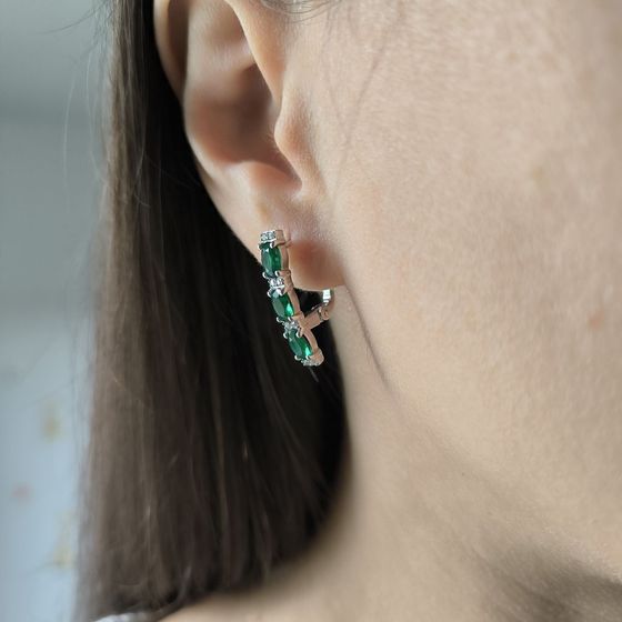 Срібні сережки зі смарагдом nano 2,114 карата