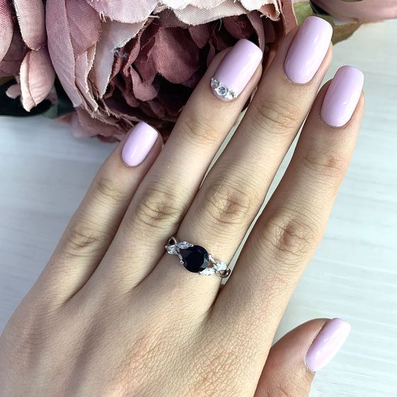 Silver ring with a 1.592-carat nano sapphire