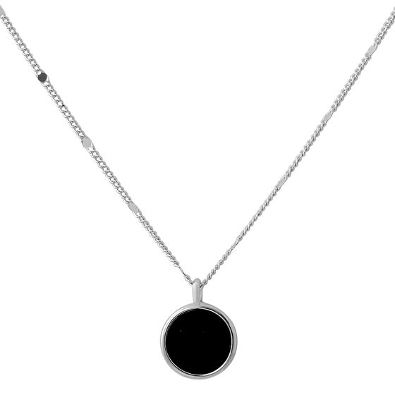 Silver necklace with onyx